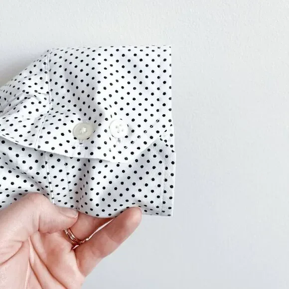 Tommy Hilfiger Mens Dress Shirt Long Sleeve Button Down Polka White Black XL - Picture 3 of 8